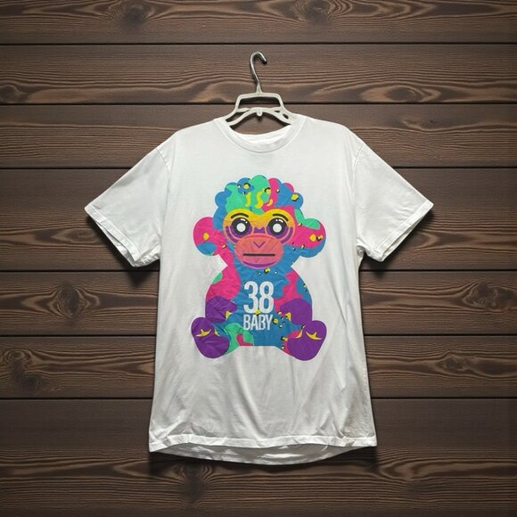 Never Broke Again Men’s T-Shirt 38 Baby Monkey Graphic Tee White Colorful Sz XL - Picture 6 of 8
